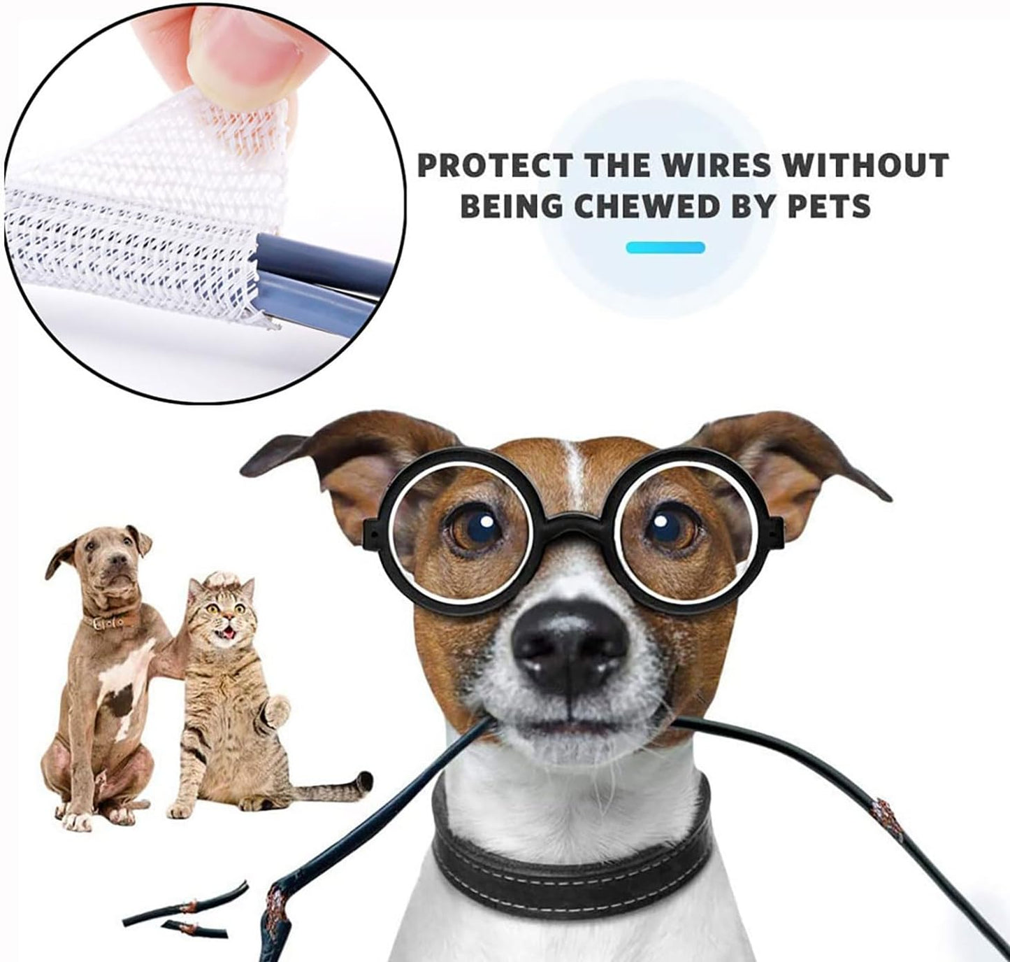 3/8"-50ft Braided Cable Sleeve Protector - Self-Wrapping Split Wire Loom for TV, Computer, Home Theater, Engine Bay - Heavy-Duty Cord Organizer, White