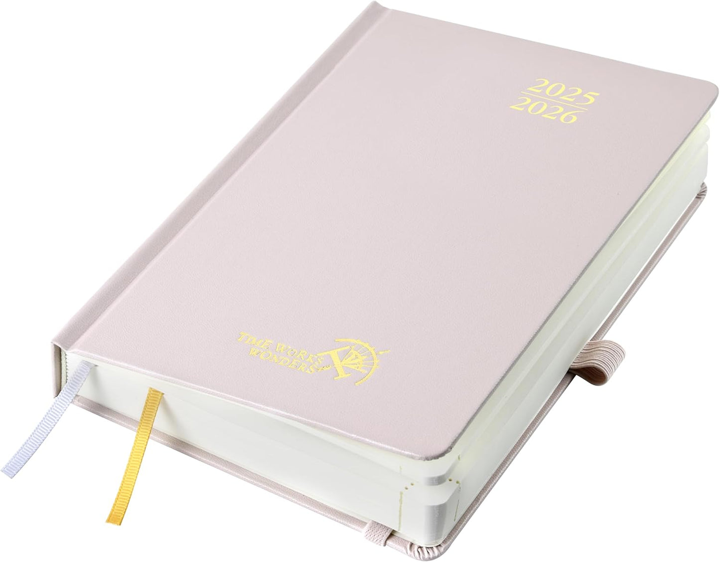 POPRUN 2025-2026 Daily Planner One Page Per Day (Medium - 5.75'' x 8.5'') - Academic Calendar (July 2025 - June 2026), 2025 Day Appointment Book with Monthly Tabs, Hardcover - Light Pink