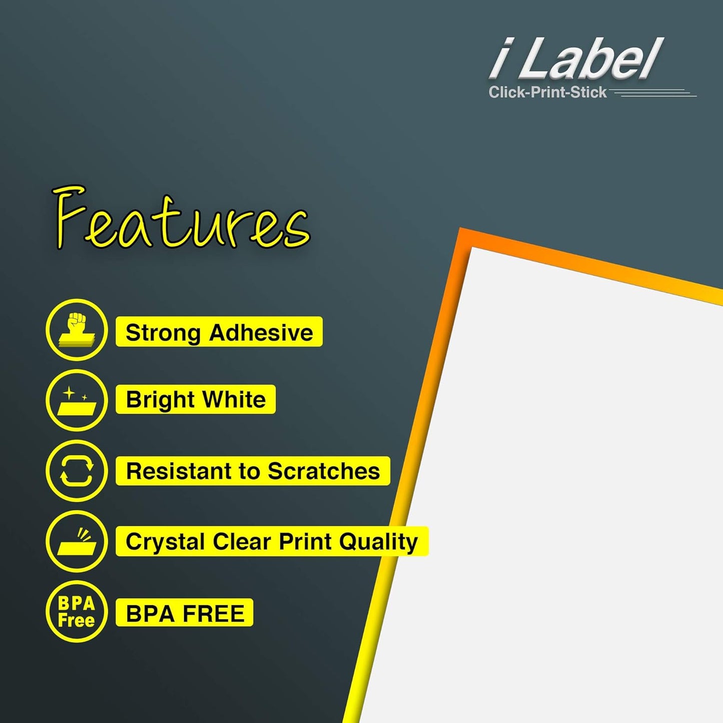 8.5" x 11" Full Sheet Label Sticker Paper for Laser & Inkjet Printers[200 Sheets,200 Labels]