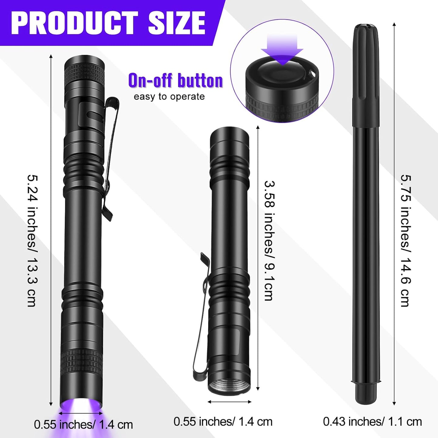 Tegeme 8 Pcs Black Light Markers Set 4 Invisible Ink Pen 4 Mini UV Flashlights Invisible Ink Marker Disappearing Pen for Class Prizes Spy Gift Party Favors (Black)