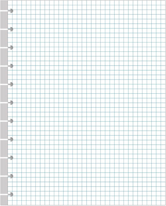 A4 TUL Discbound Grid Filler Paper - 11 Disc Graph Paper, Letter Size 100Sheets / 200Pages Loose-Leaf Paper, 100gsm White Paper, 8.5'' x 11''
