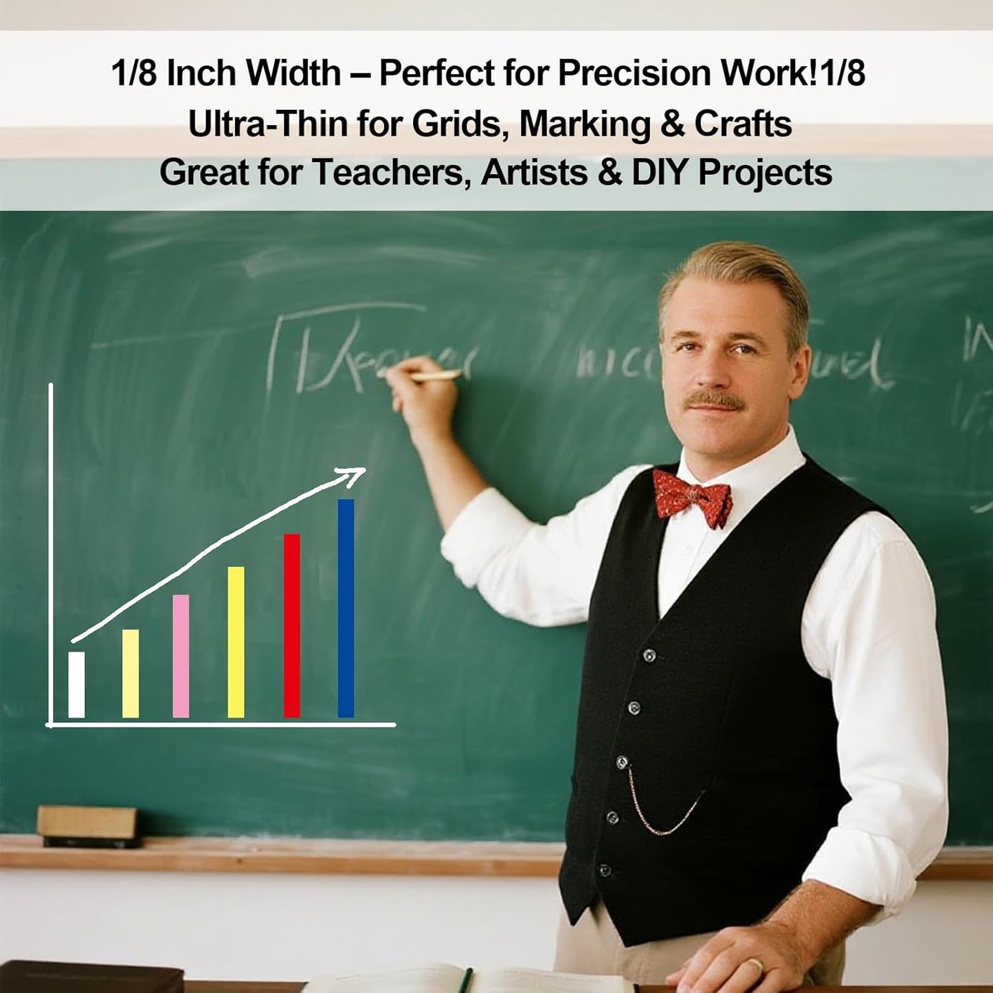 Whiteboard Tape 1/8 Inch x 217ft 10 Rolls Dry Erase Board Assorted Colors Tape for Whiteboards, Crafts, Grids, Marking, Calendars, Violin Fingerboards