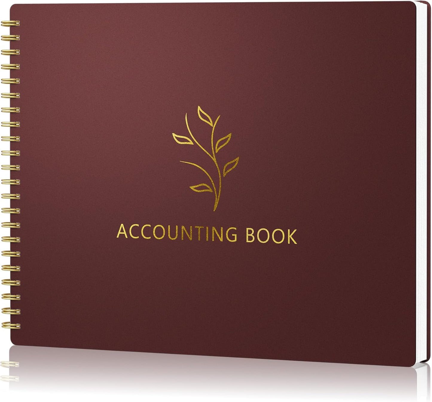 Accounting Ledger Book for Small Business Bookkeeping & Personal Use, Horizontal Expense Tracker Notebook for Family Budget, Bookkeeping Record Book Money Expense Income Log Journal, Wine Red