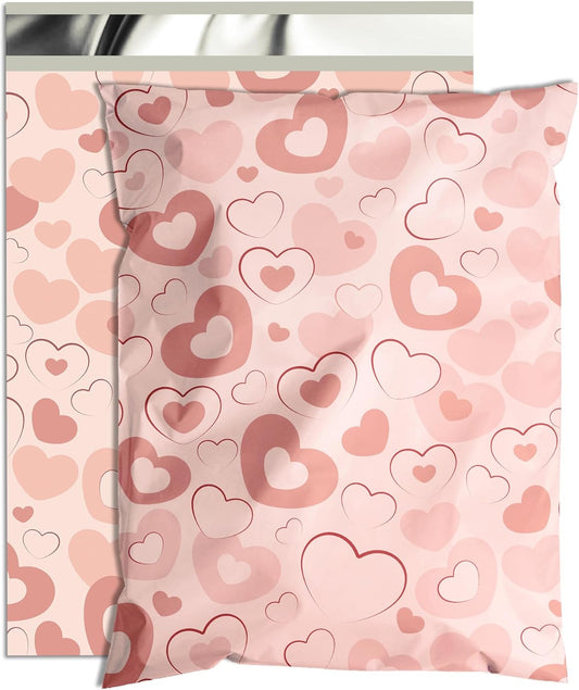 Pink Heart Poly Mailer 12x15.5 Inch 50 Pcs, Waterproof Shipping Bags for Clothing, Tear-Resistant Mailier Bags, Strong Mailing Bags with Self-Seal