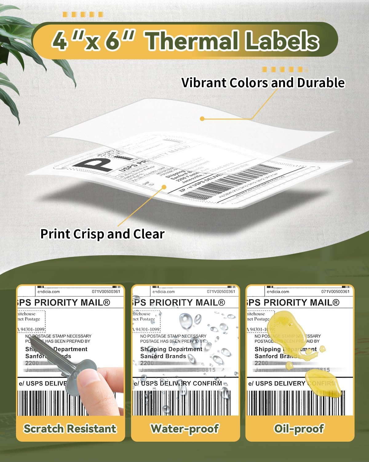 4x6 Direct Thermal Labels, 500 Shipping Labels Compatible with Label Printer, Perforated Shipping Paper for Most Thermal Label Printer, Commercial Grade