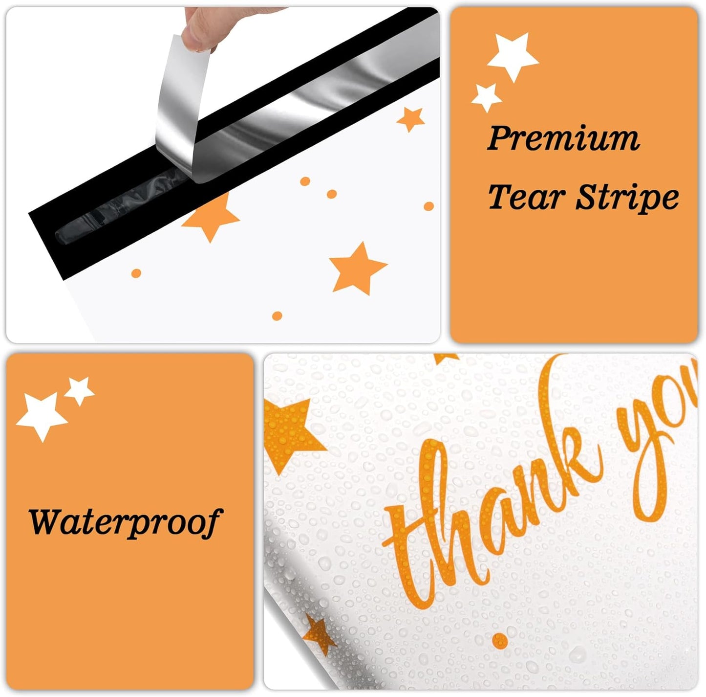 Thank You Poly Mailers 14.5x19 Inch 50 Pcs - Pentagram printed Shipping Bags, 2.4mil Thickness, Waterproof and Tear Resistant Mailing Envelopes, Self-Sealing Packaging Bags for Small Business