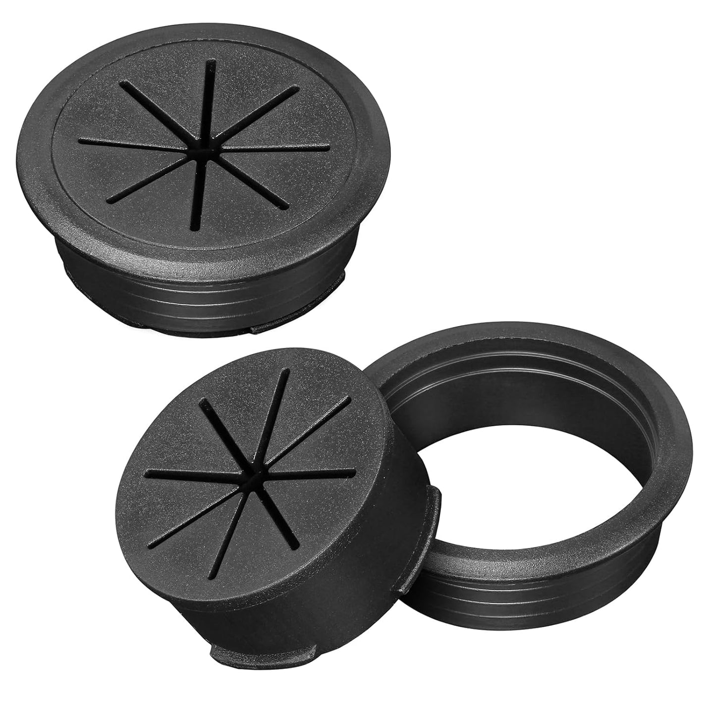 2" Black Desk Grommet, JTemgle Flexible Cable Grommet Plastic Cable Hole Cover Wire Organizer Caps Desktop Cord Management for Home Office TV Stands Tabletops, 2 Pieces