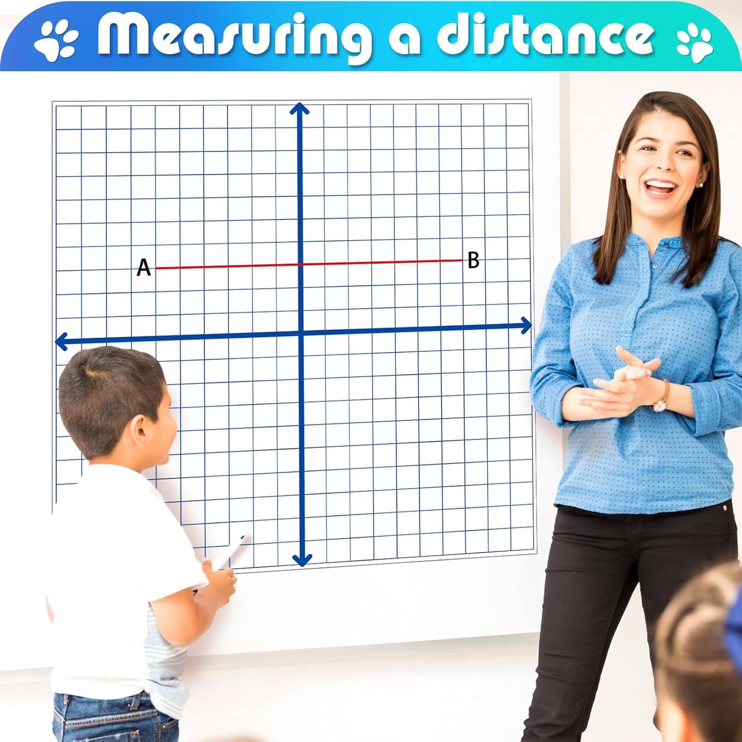 Teling 8 Pieces Jumbo Magnetic Xy Coordinate Dry Erase Grid 26 x 26 Inches, Magnet Graph Whiteboard for Classrooms, Teaching, Learning Tools
