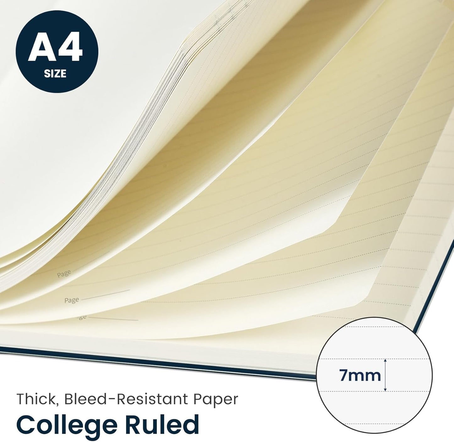 Taja Spiral Lined Notebook, 8.5"x11" Notebooks for Work, Large A4 Journal for Women & Men, College Ruled Journaling Notebook for Writing, Plastic Cover Spiral Journal, Emerald Shores
