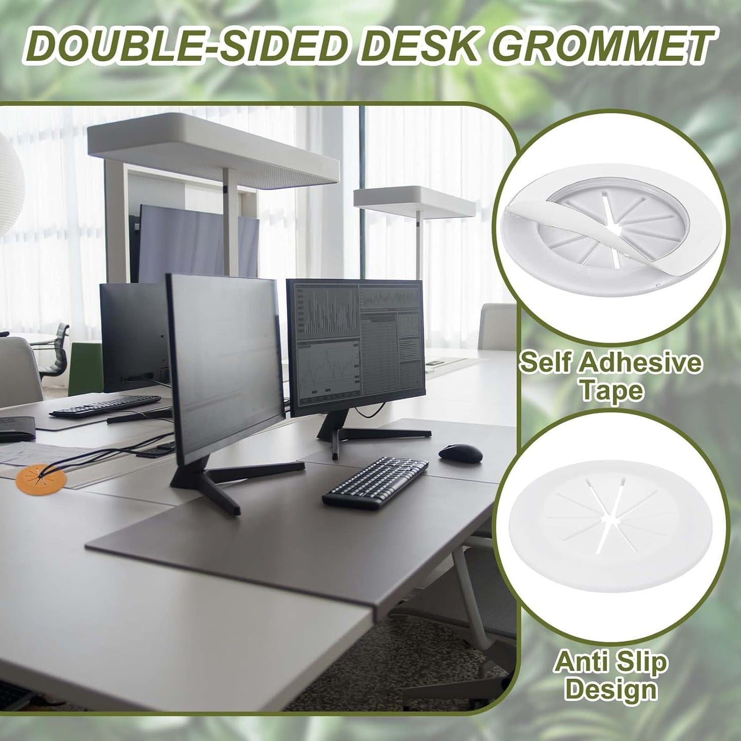 PATIKIL Desk Grommet 1-9/16", 8 Pcs Round Cable Grommet Cord Hole Cover with Adhesive Tape Flexible Table Wire Organizer for Office Home Table Countertop, White