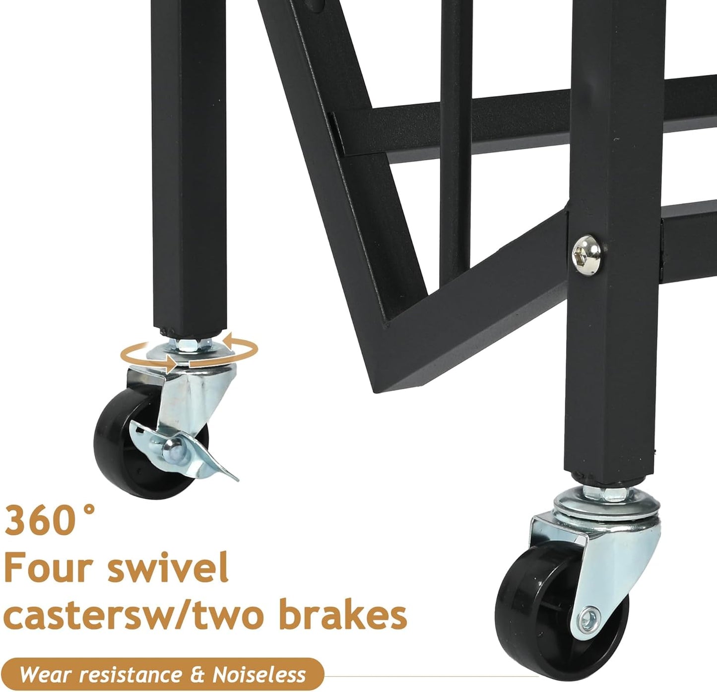 Book Carts with Wheels Library Rolling Book Cart 4 Tier Movable Bookshelf Mobile Large Capacity Organizer Rack for Teacher Classroom Office Room School (46.5'' H)