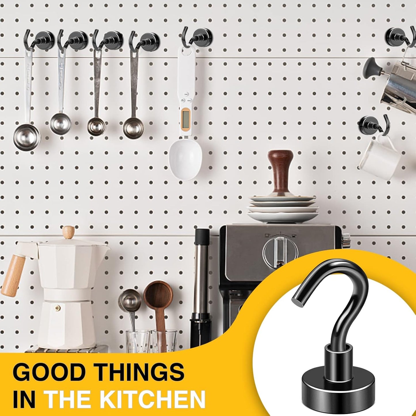 DIYMAG Magnetic Hooks, 30lbs+ Magnet Hook 2025 Cruise Cabin Ship Essentials Heavy Duty Strong Magnets Refrigerator Fridge Hanging for Classroom Beach Vacation Kitchen Grills Home 6 Pack (Black)