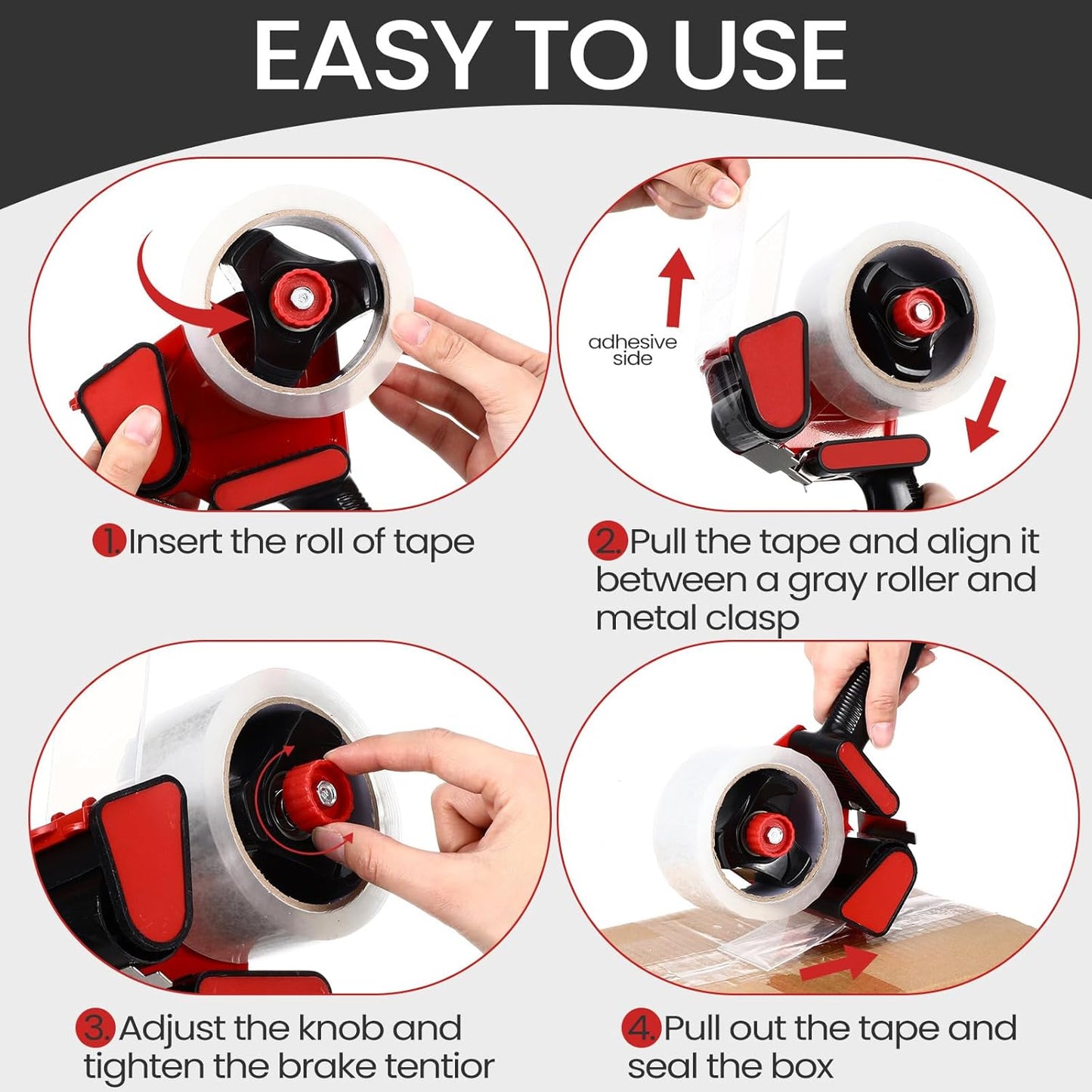 2 Pack Packing Tape Dispenser Gun with 12 Roll 2 Inch Packing Tape Gun 2.7 Mil Heavy Duty for Storing, Shipping, Moving, Carton and Box Sealing