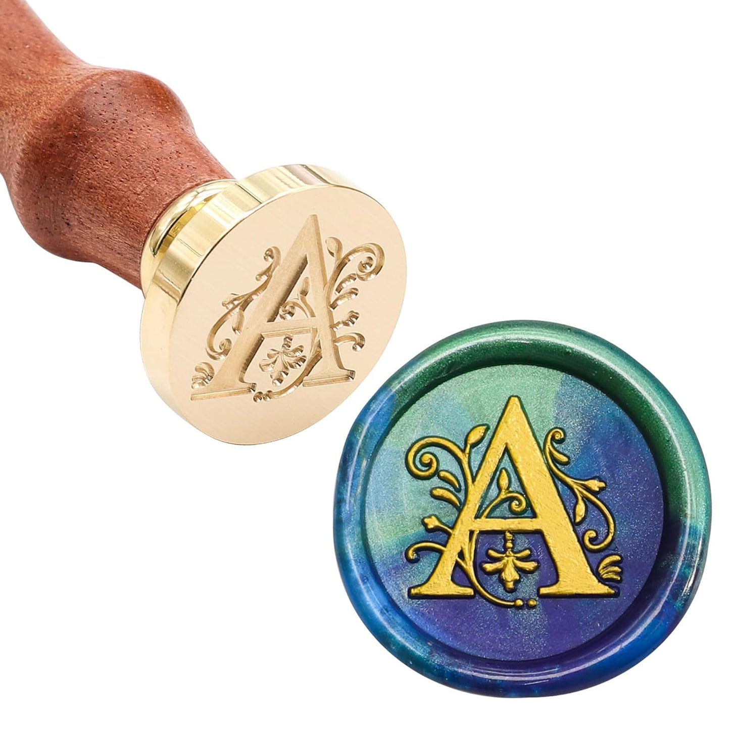 SWANGSA Initial Alphabet A Wax Seal Stamp Kit, Classic Retro Letter Sealing Stamp with 200pcs Sealing Wax Beads Kit for Wedding Invitations Cards Envelopes (A)