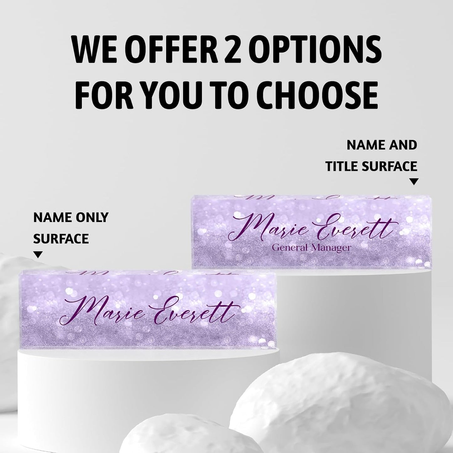 Custom Name Plate for Desk | Personalized Desk Name Plate | Personalized Boss Employee Appreciation Gifts | Acrylic Name Plate Office Desk Accessories (A-Purple Quartz)