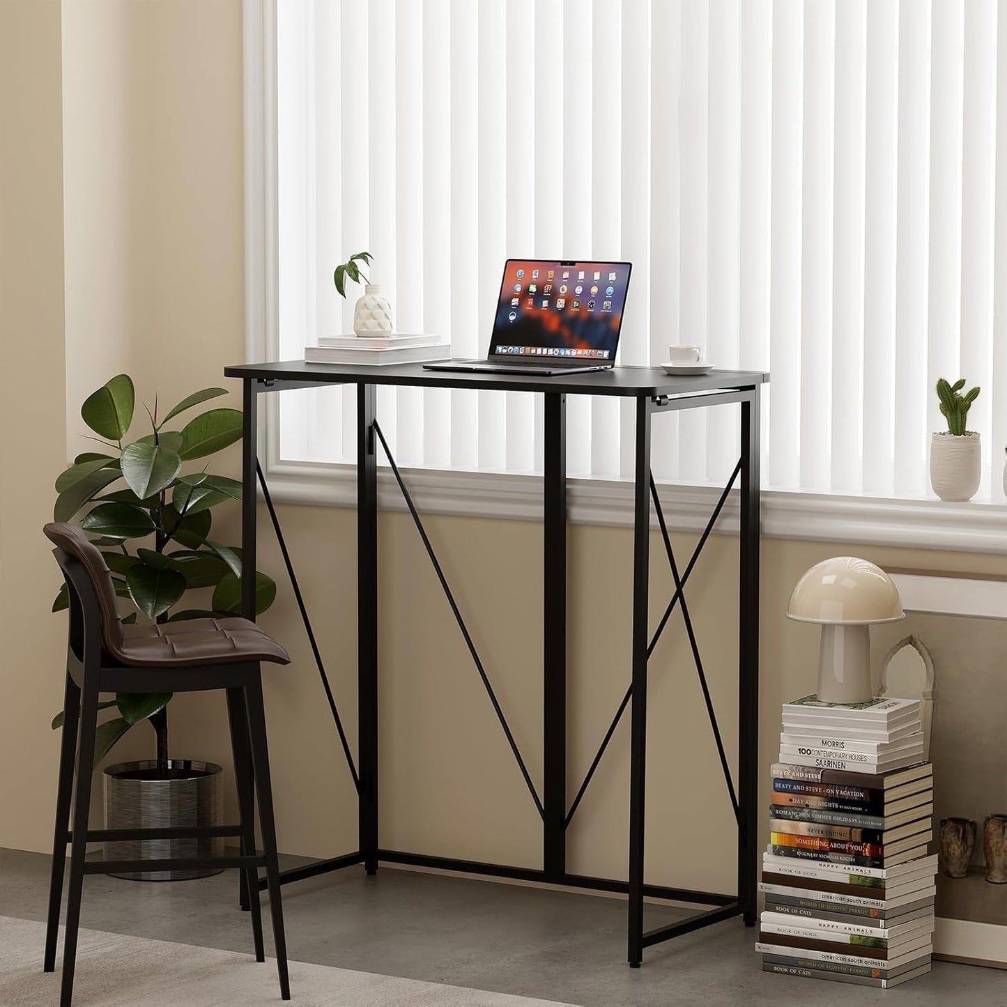 Folding Standing Desk, 39" Foldable Standing Desk, Collapsible Sit Stand Desk for Walking Pad Treadmill Home Office Living Room and Bedroom, 19.68" D x 39.37" W x 43.3" H, Black