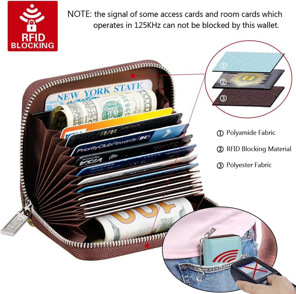FurArt Zipper Wallet Women, RFID Blocking Credit Card Wallet, Business Card Holder, Compact Size KeyChain Wallet