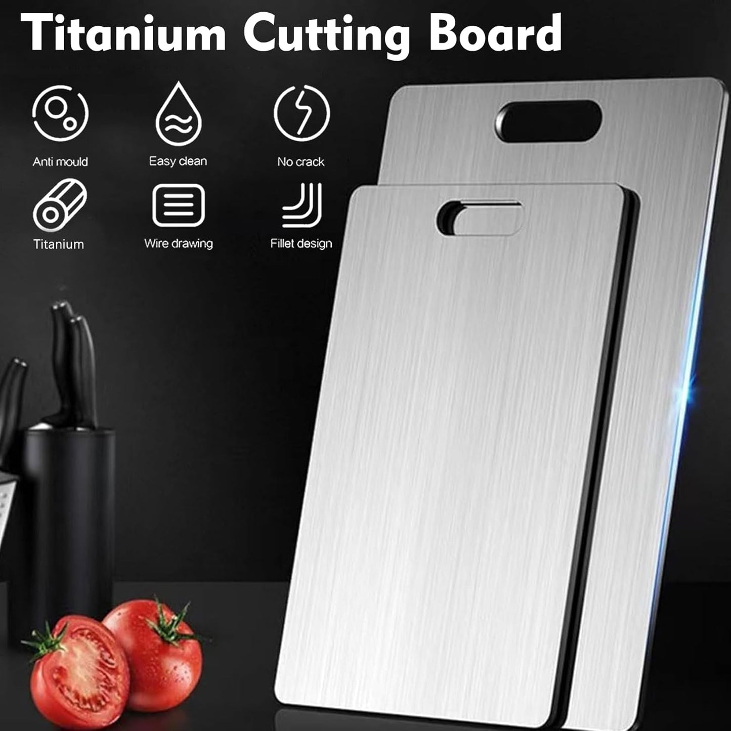 Titanium Cutting Board - 2 pack Titanium Cutting Boards for Kitchen,Double Sided Titanium Cutting Mat（11.81 * 17.91in）