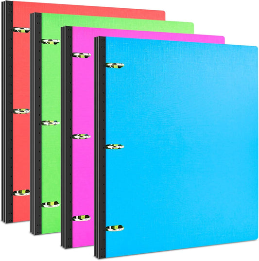 INFUN 1 INCH Telescoping 3 Ring Binder - 4PCS, Portable Plastic Binder with Telescoping Spine ，3 Ring Binders with Foldable Front Cover Holds 8.5" x 11" Paper for School,Office and Homes