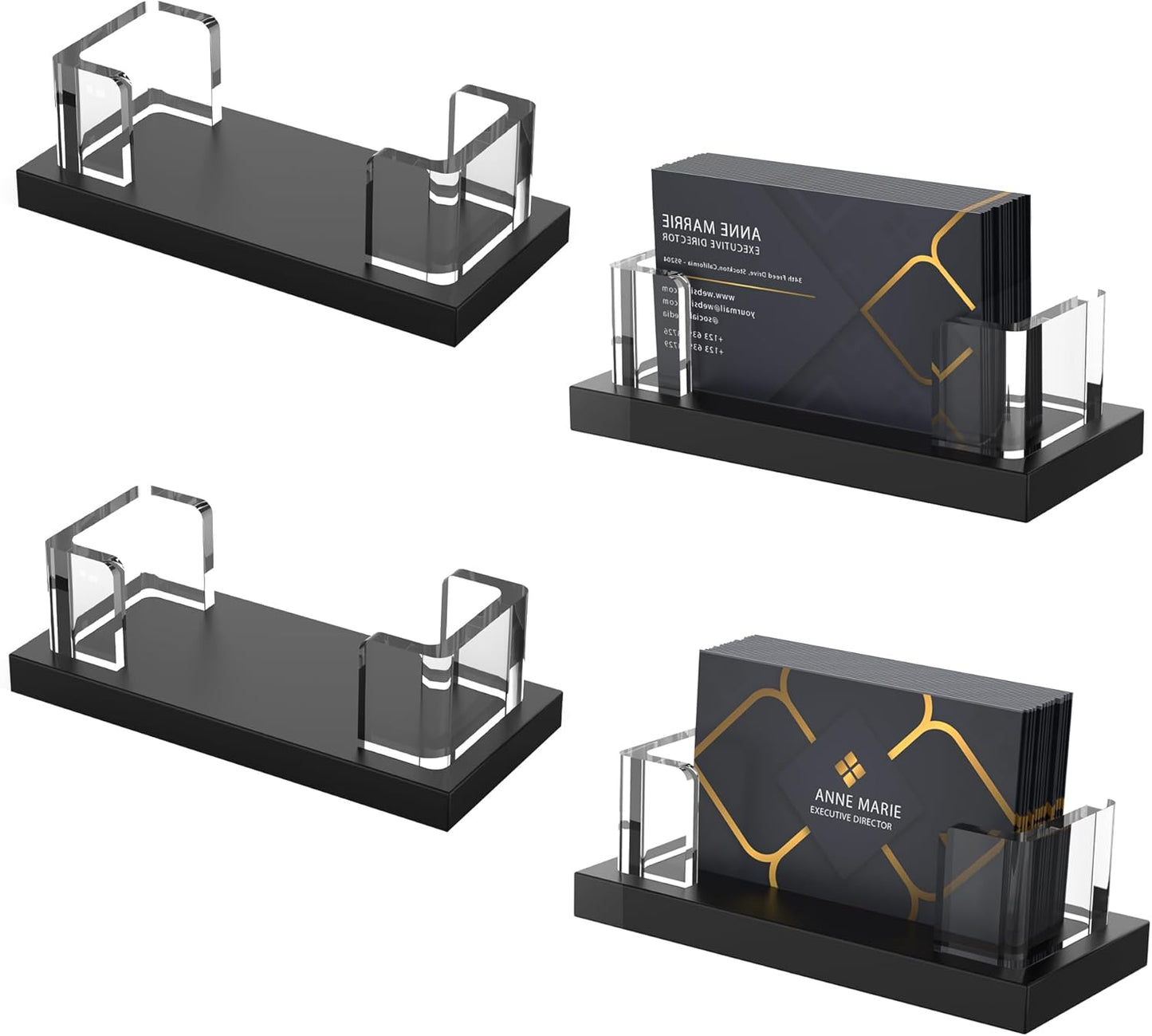 Acrylic Business Card Holder for Desk,Business Card Stand,Clear Business Card Display,Desk Business Card Holders,Business Card Display Stand,Acrylic Business Card Holder Display,Black 4 Pcs