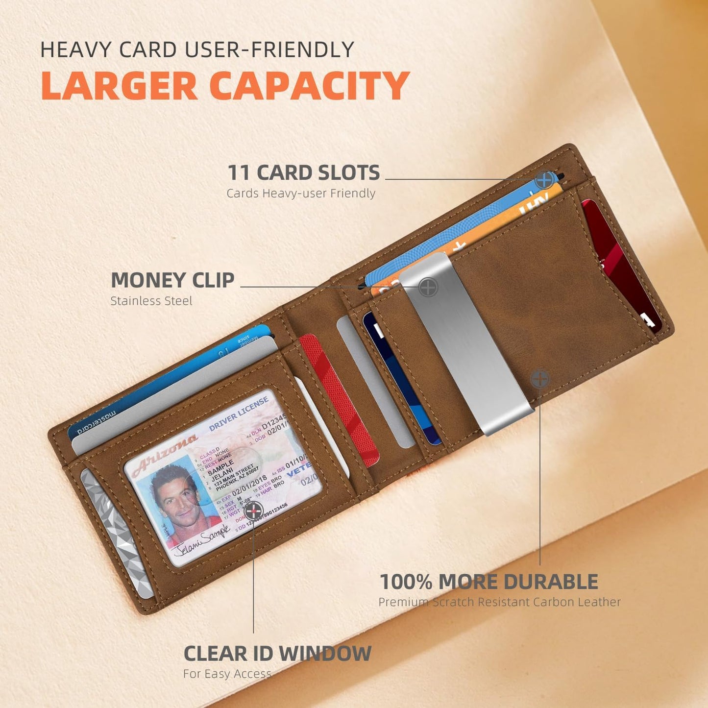 RUNBOX Slim Wallets for Men - Leather Money Clip Mens Wallet - RFID Blocking Front Pocket Bifold Wallet - Thin Credit Card Holder with Gift Box