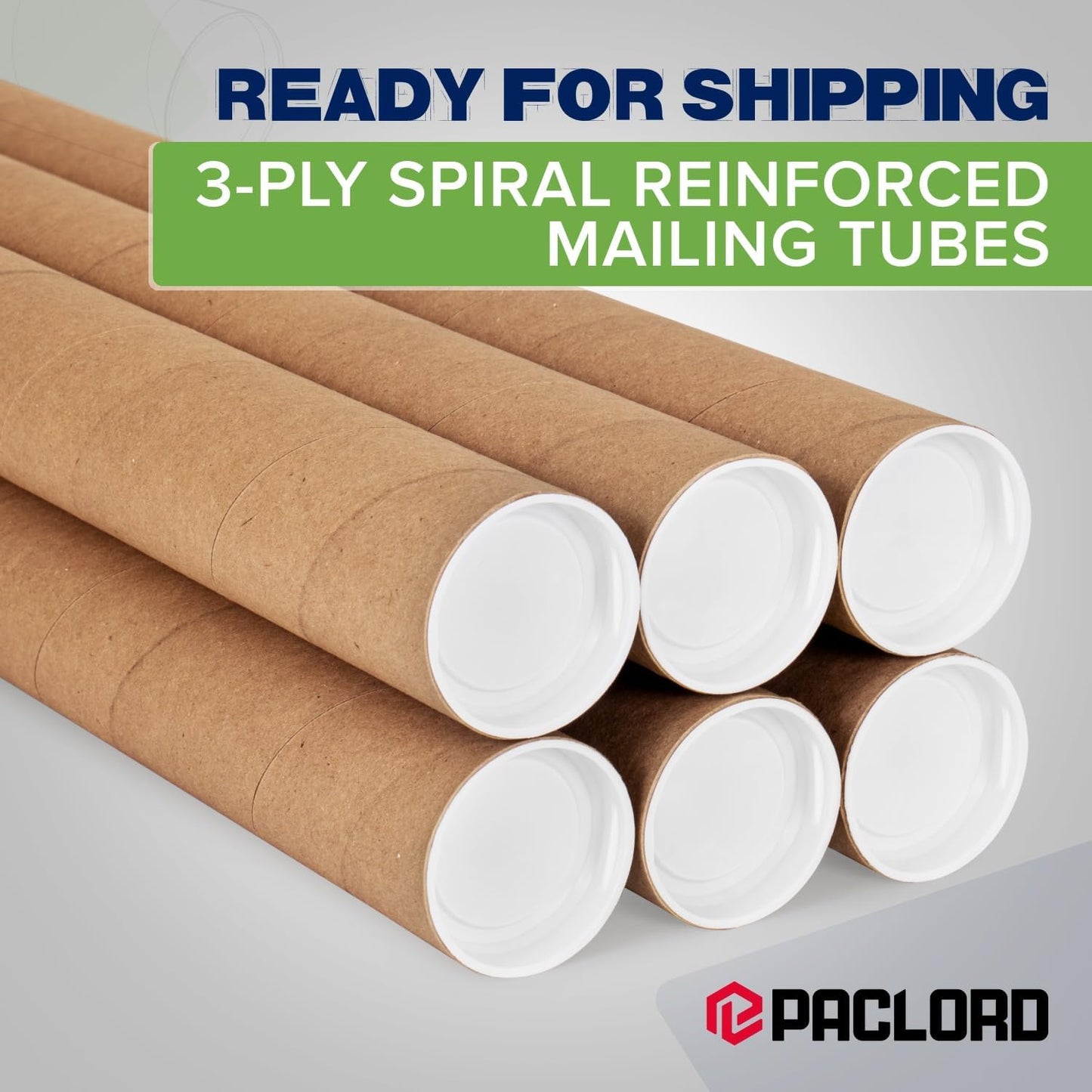 2" x 48" Reinforced Kraft Paper Mailing Tube, Pack of 2 Tubes with 4 Caps – Secure USPS Approved Poster Tube – Cardboard Tube for Shipping and Storing Posters, Prints, Artwork, or Documents