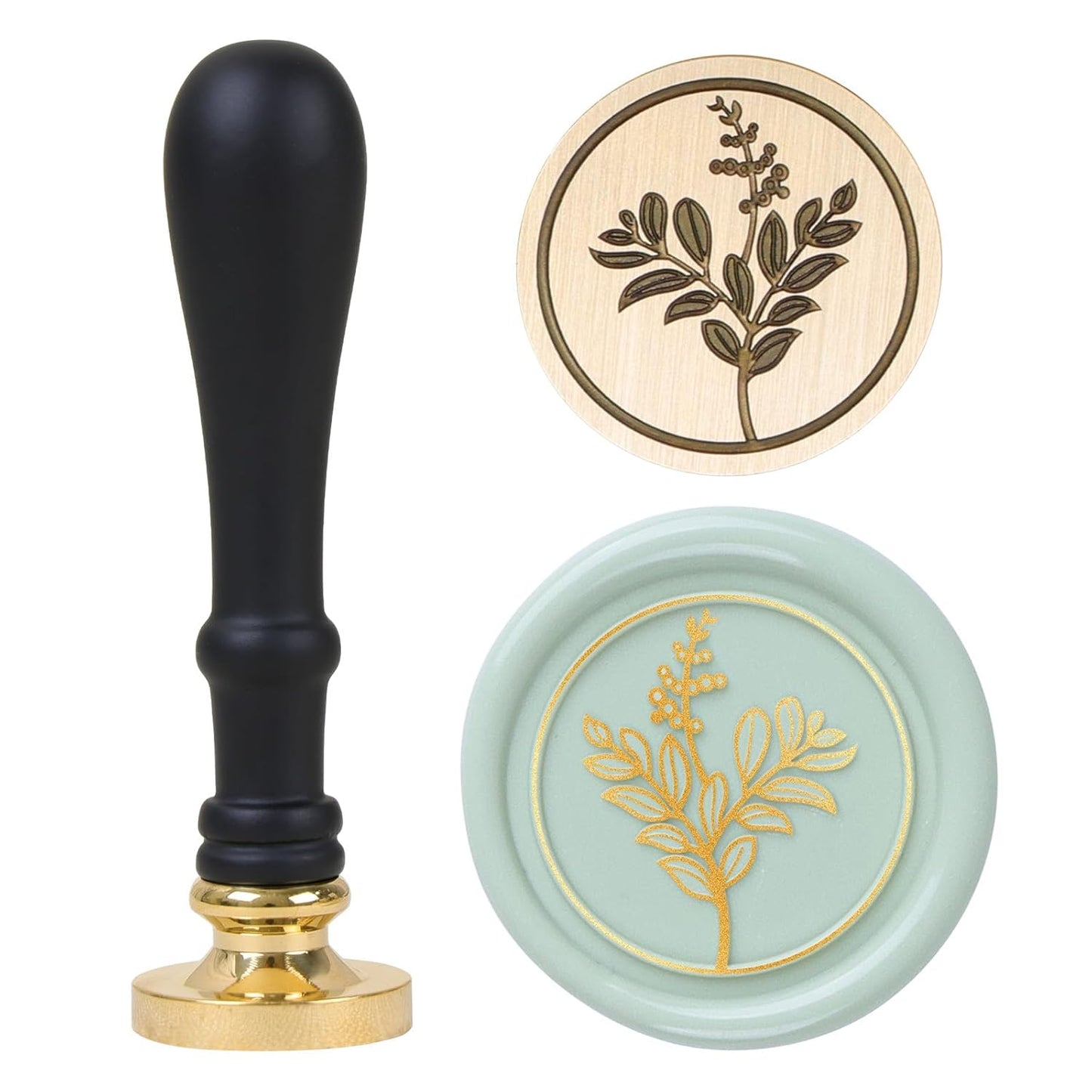 UNIQOOO Botanical Wax Seal Stamp - Brass, Wood Handle, Perfect for Wedding Invitations & Gift Wrap