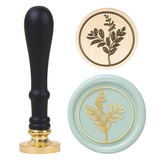 UNIQOOO Botanical Wax Seal Stamp - Brass, Wood Handle, Perfect for Wedding Invitations & Gift Wrap