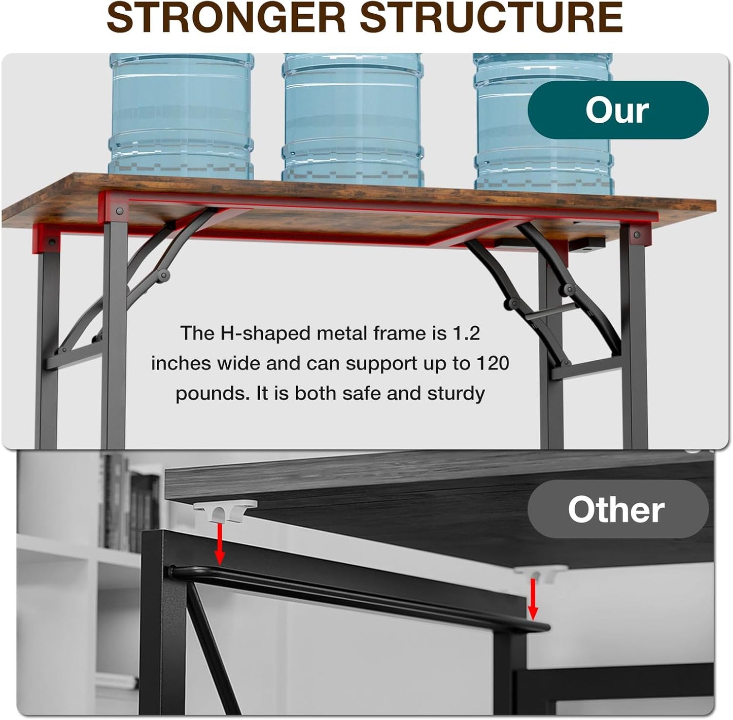 TEMI Small Computer Desk Folding Table - 43.3" Foldable Office Desk, No Assembly, Perfect for Small Spaces in Bedroom, Dorm, or Apartment, Portable Mini Desk or Study Table with Compact Design, Brown
