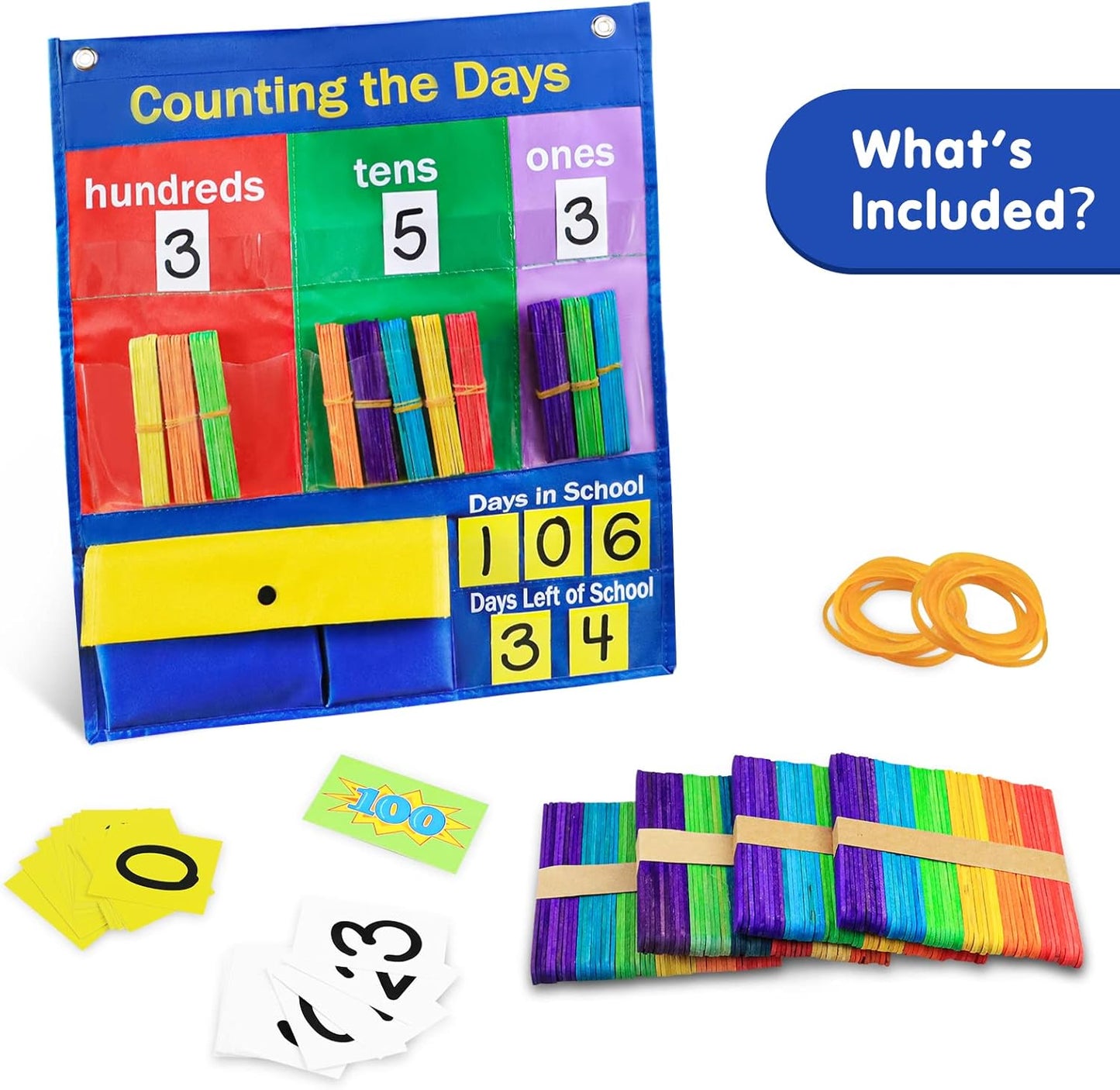 Godery Place Value Charts & Counting Caddie Pocket Chart for Classroom (Hundreds, Tens, Ones)