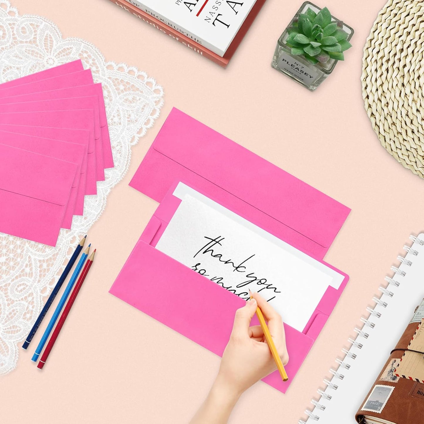 50 Pack #10 Business Envelopes, Rose Standard Envelopes Self Seal, Letter Size Mailing Envelopes for Checks Letters Invoices Statements Christmas Birthday Graduation Wedding, 4 1/8 x 9 1/2 Inch