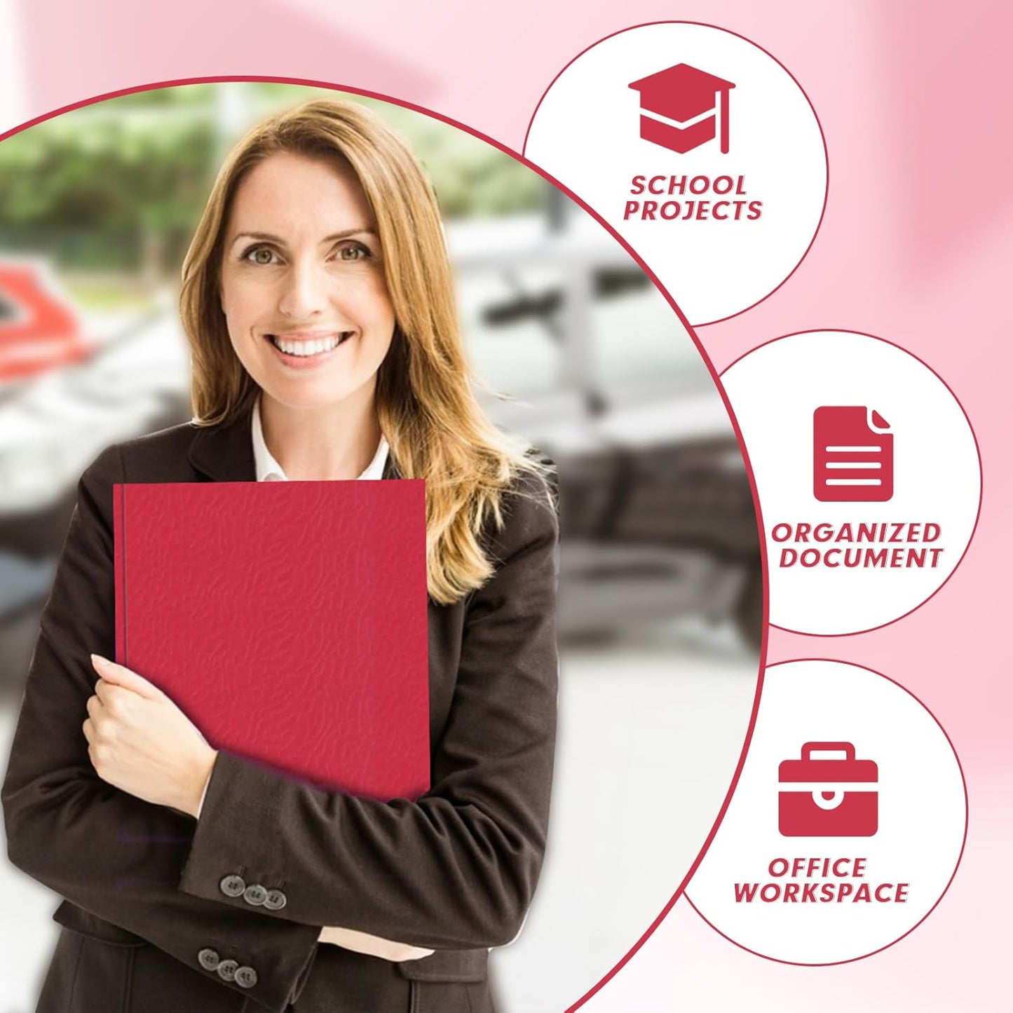 Two Pocket Folders, PANDRI 60 Pack Two Pocket Folders with Prongs, 3 Prong Folders Designed for Office and Classroom, Letter Size Red