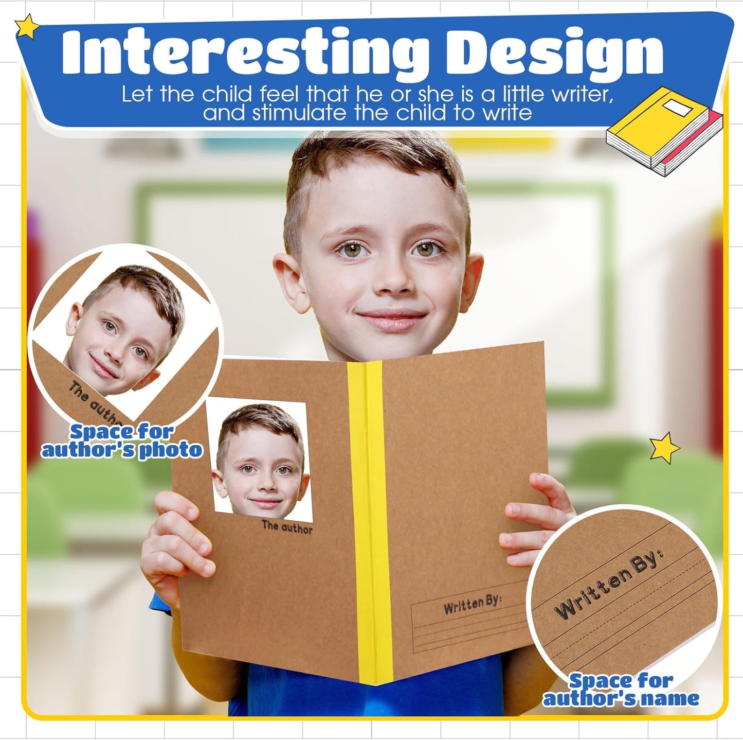 Henoyso 10 Pcs Primary Composition Notebook 9 3/4 x 7 1/2 Inch Kids Journal, Back to School Supplies, K-2 Primary Writing Notebook for Kids Student Draw and Write Story Journal (Stylish Color)