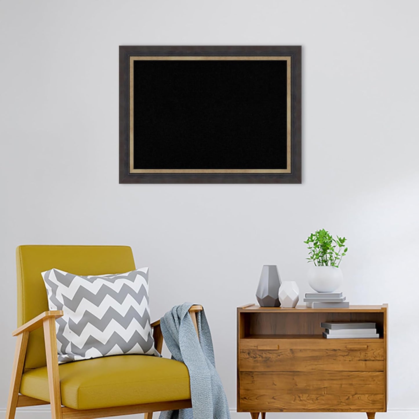 Amanti Art Black Cork Board for Wall, 25x33 Vision Board with Black Wood Frame, Medium Corkboard Office Decor for Home Organization, Casual Corkboard Pinboard to Display Items for Home Organization