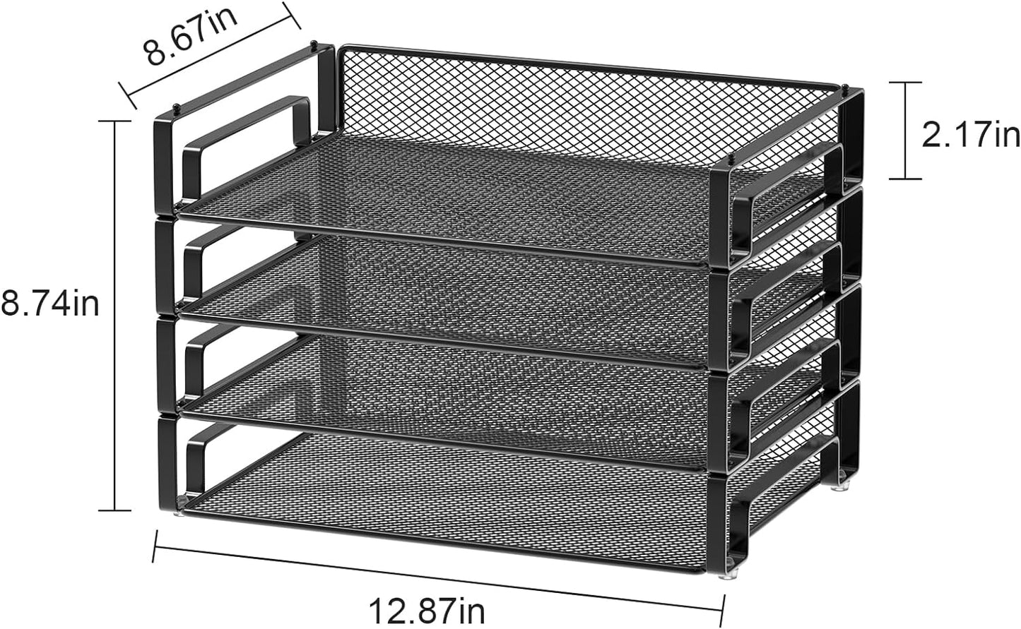 Samstar 4 Pack Stackable Letter Paper Tray, Desk File Organizer Paper Sorter for Letter/A4 Size Folders Documents, Mesh Made
