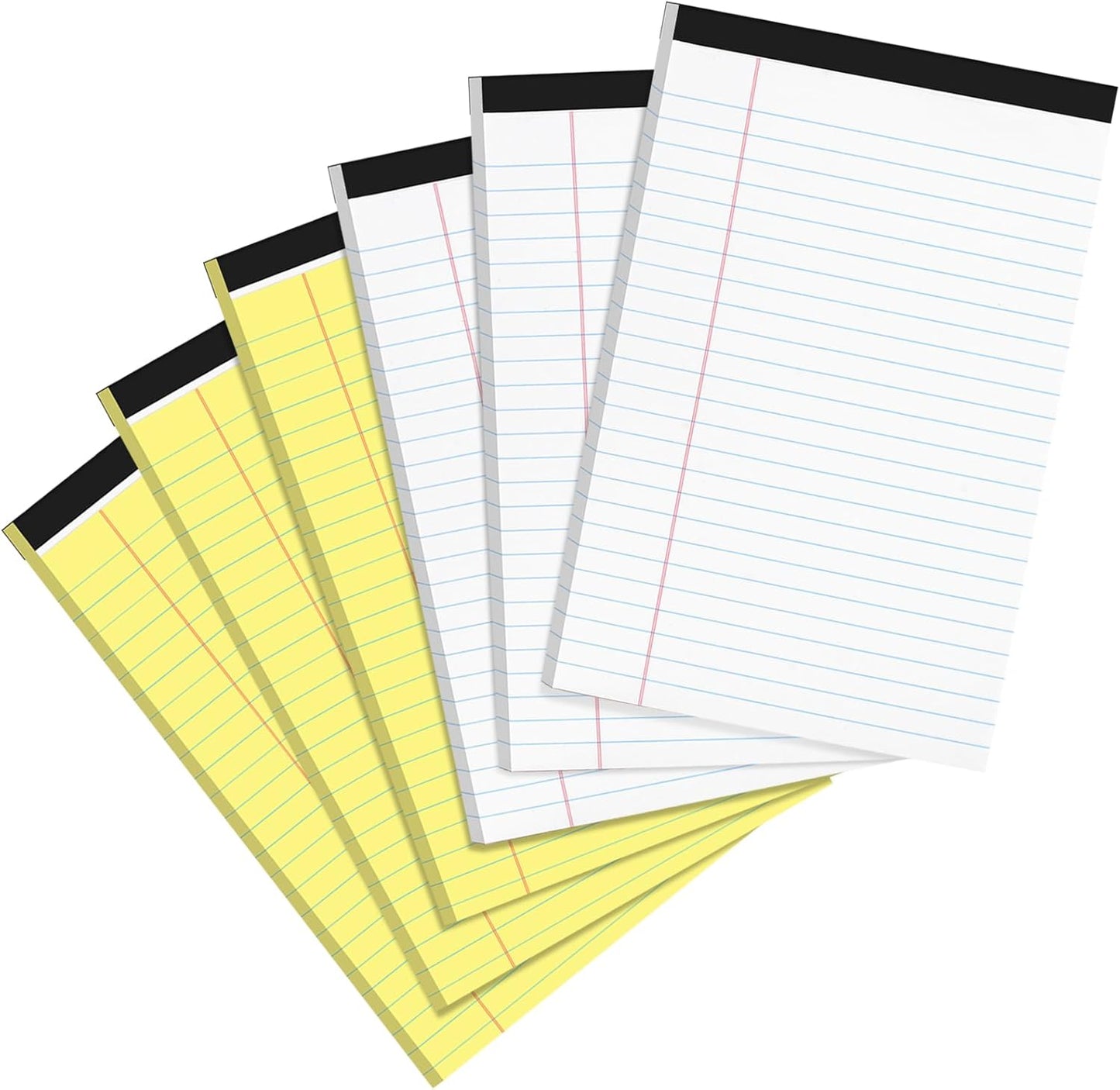 Utron 6 PCS Small Legal Pads 5x8 Yellow and White, Narrow Ruled Small Note Pads, Micro Perforated Writing Pad, College Ruled Legal Notepads 5x8 for Study, Office, To-Do Lists(30 Sheets/Small Notepad)