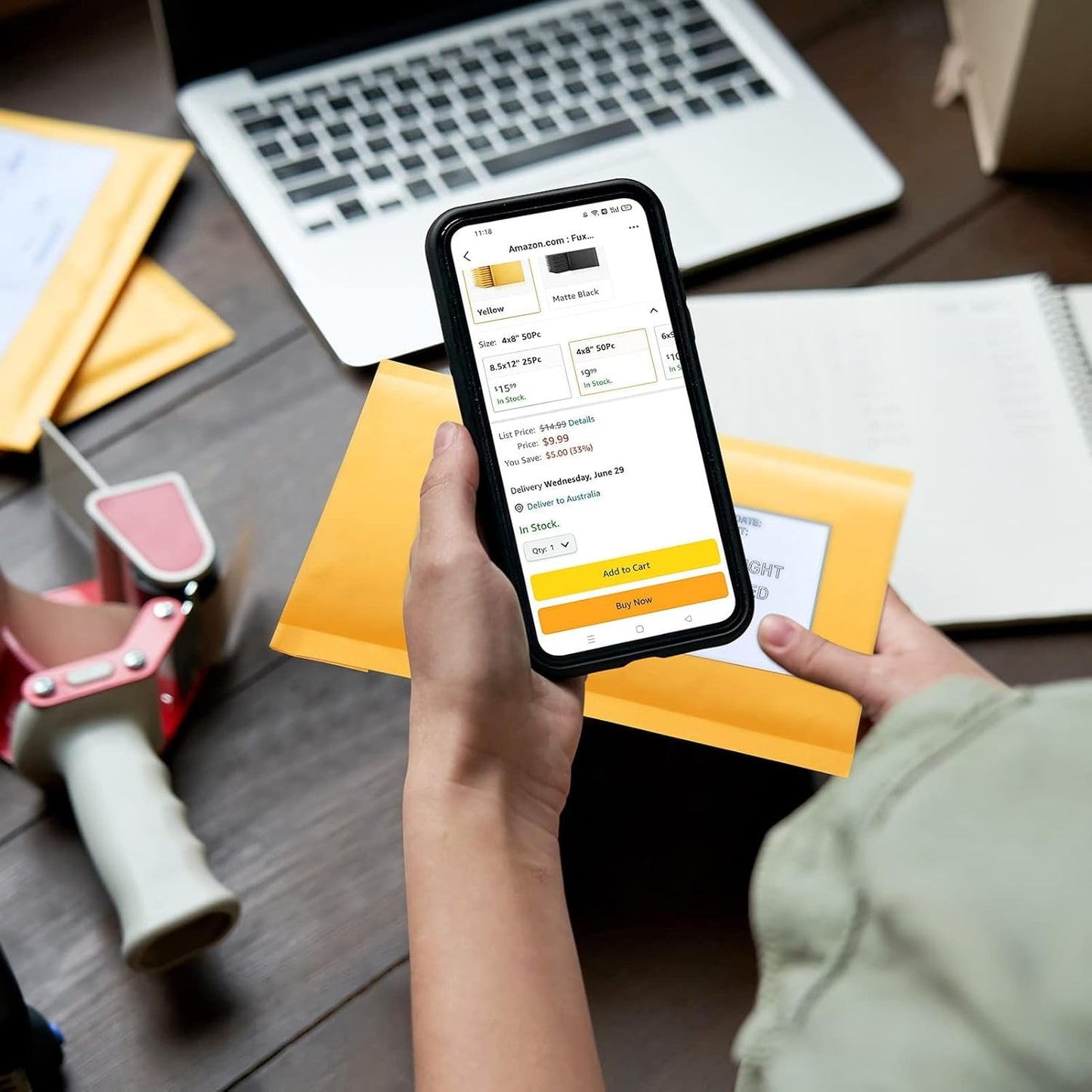 Fuxury Kraft Bubble Mailers 4x8" 400Pack Padded Envelopes Thick Bubble Envelopes Usable Size 4x7" Waterproof Cushioned Padded Mailers Packaging for Small Business #000 Yellow