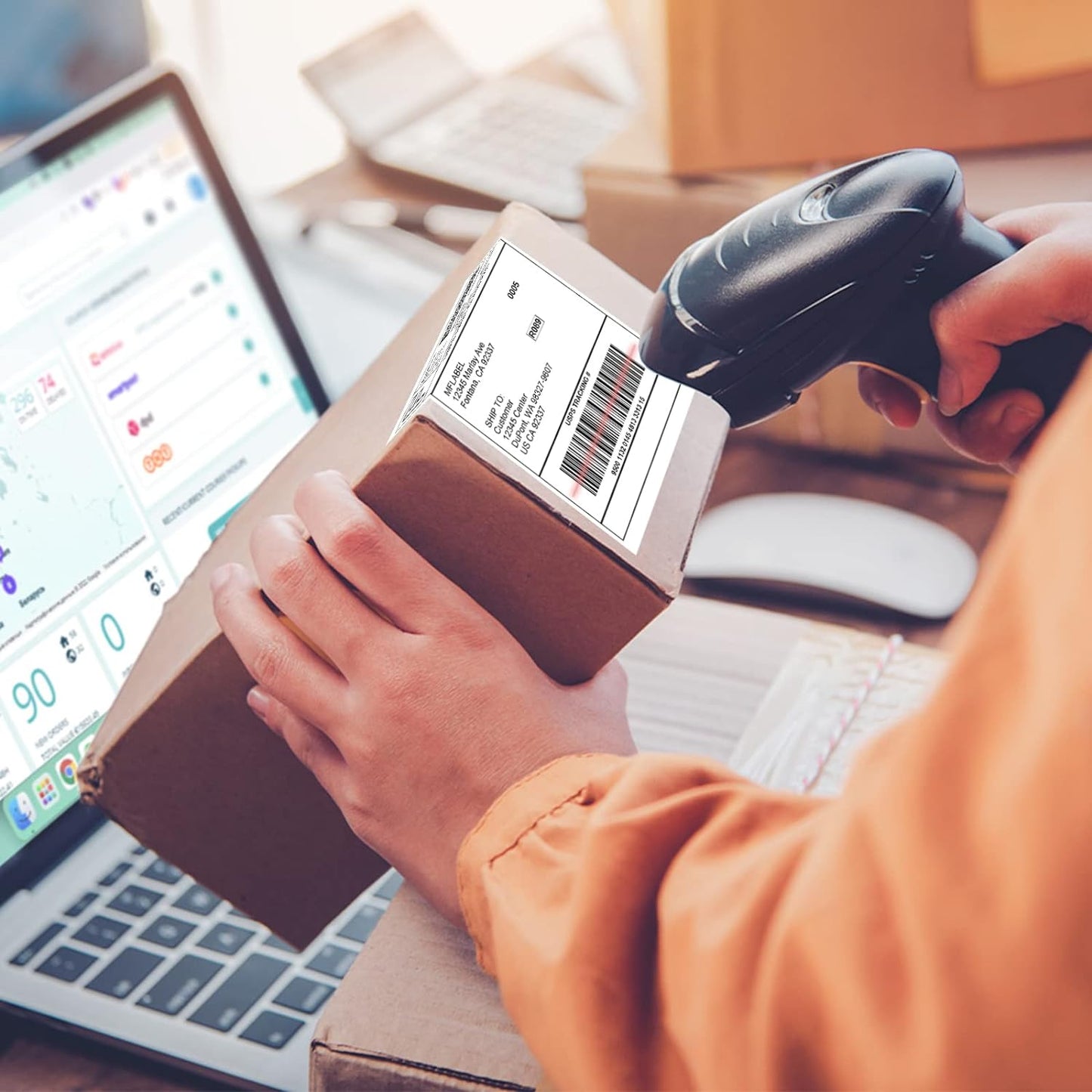 MFLABEL Half Sheet Shipping Labels - 8.5" x 5.5" Adhesive Packaging Labels for Laser & Inkjet Printers, 100 Self-Adhesive Stickers (25 Sheets) for Boxes, Mail, FBA & DIY Projects