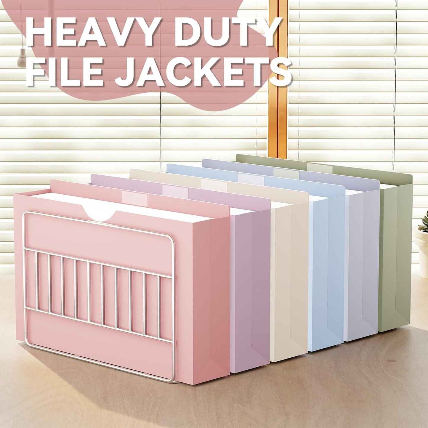 Plastic 3 Inch File Jackets,Legal Size,12 Pack Manilla Pocket Folders,Expandable File Jackets for Document,Heavy Duty Expansion Pocket,Straight Cut Tabs,Poly File Jacket,Pastel Color