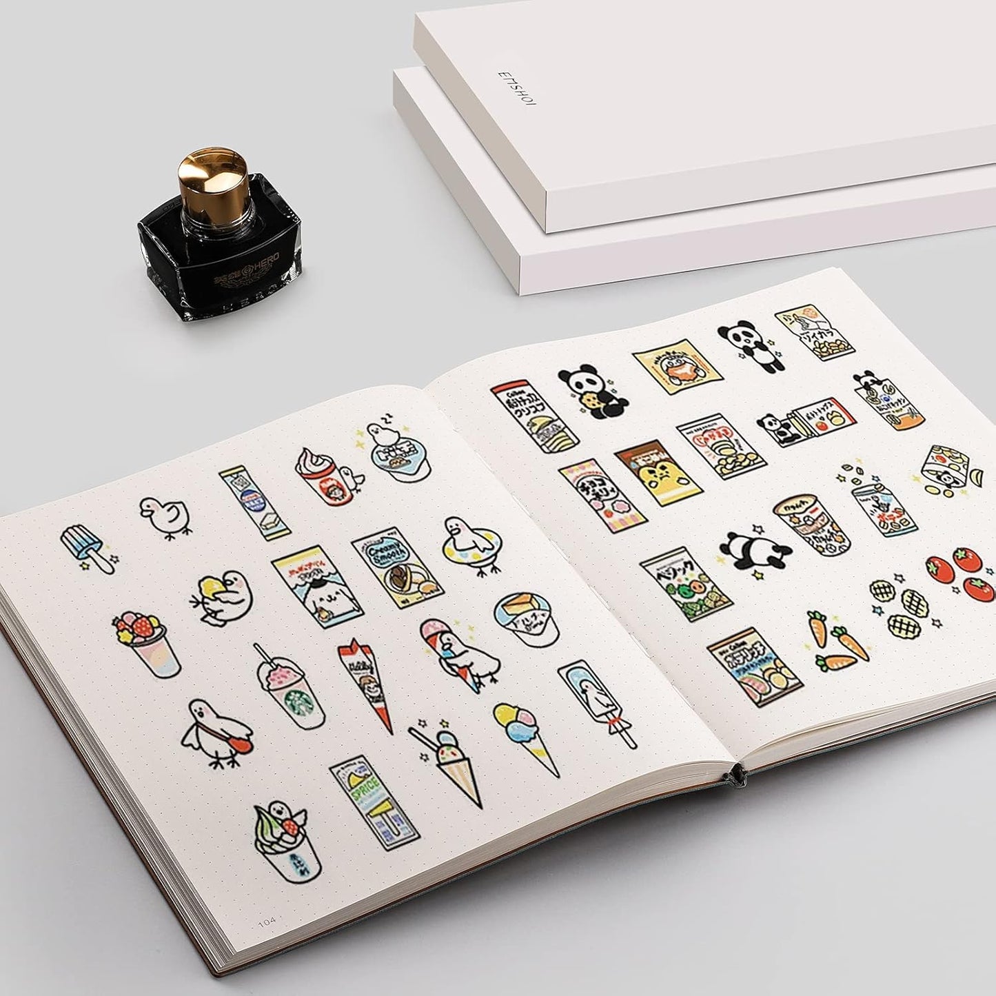 EMSHOI Dotted Journal Bullet Notebook, B5 Large Softcover Leather Journal, 192 Numbered Pages 100gsm Thick Dot Grid Notebook for Drawing Women Men Work School Supplies, 7.48"x10.15"-GrayBlue