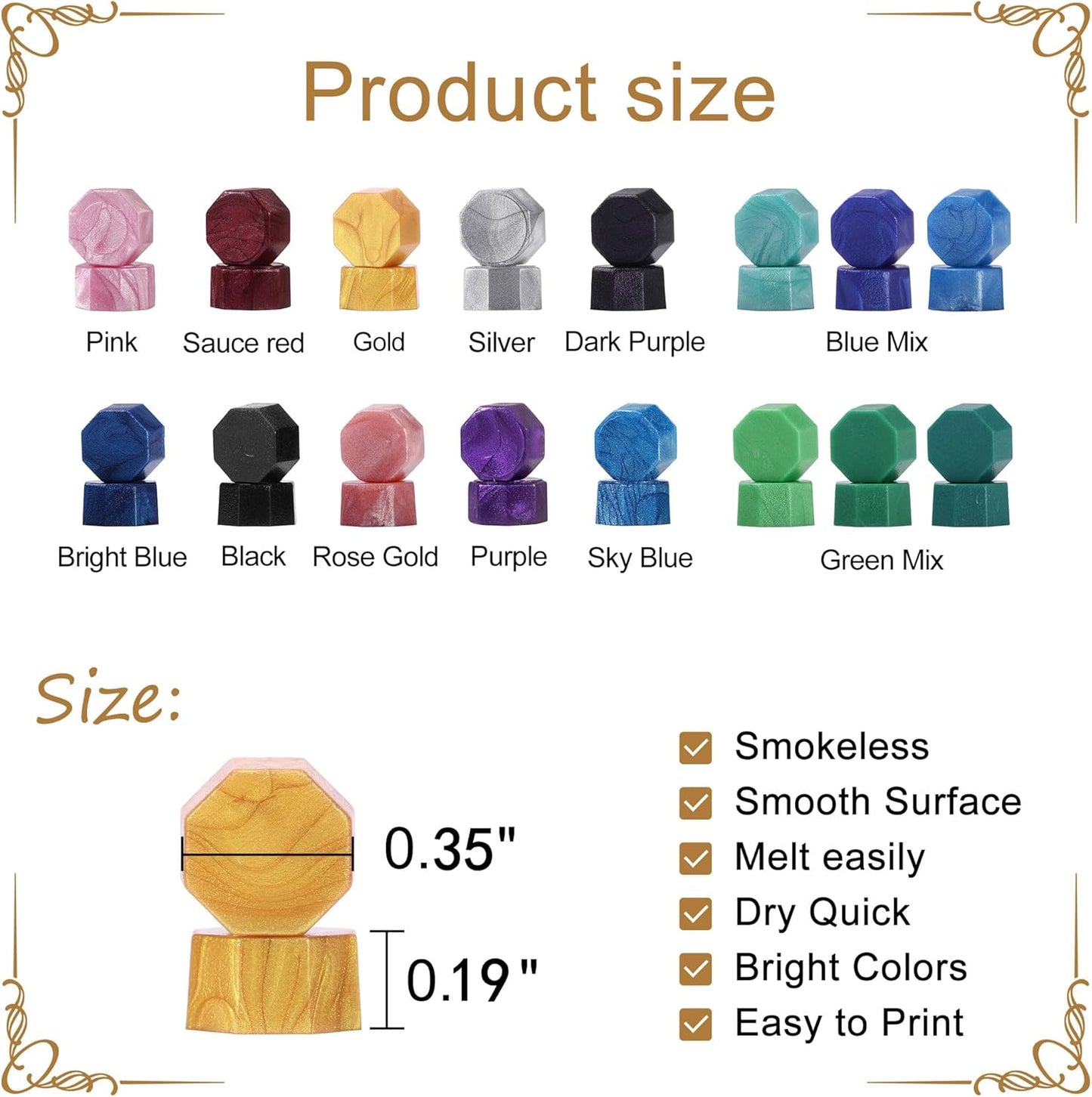 Yoption 300 Pieces Bright Blue Sealing Wax Beads, Vintage Octagon Seal Beads With 4 Candles and 2 Melting Spoons for Wax Stamp (Bright Blue)