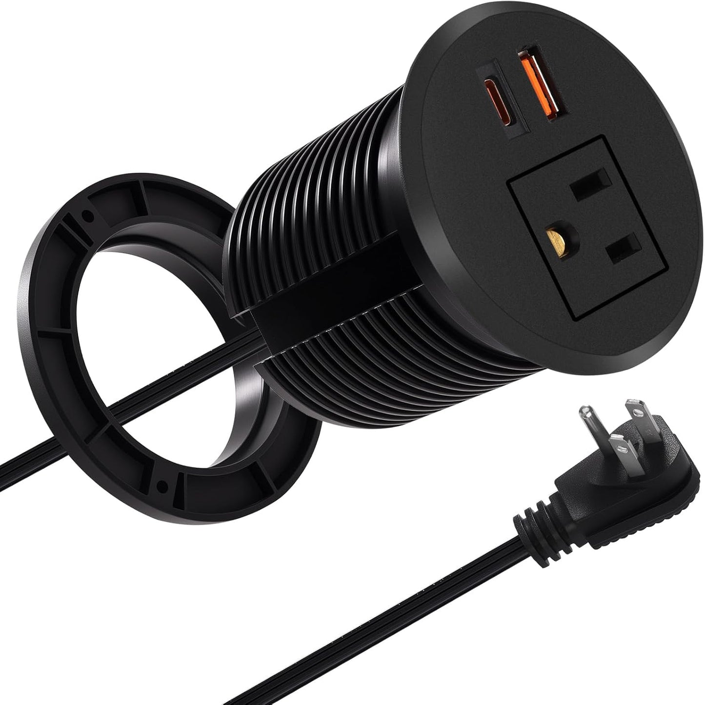 Desk Power Grommet 2.5‘’ Hole, Desktop Power Grommet, USB C 20W Fast Charging Station, Recessed Power Strip for Desk, Furniture, Office Table, Work & Living Space Essential (1 Pack)