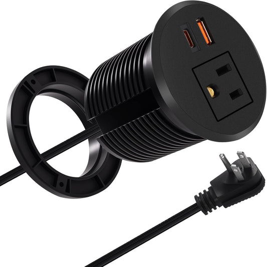 Desk Power Grommet 2.5‘’ Hole, Desktop Power Grommet, USB C 20W Fast Charging Station, Recessed Power Strip for Desk, Furniture, Office Table, Work & Living Space Essential (1 Pack)