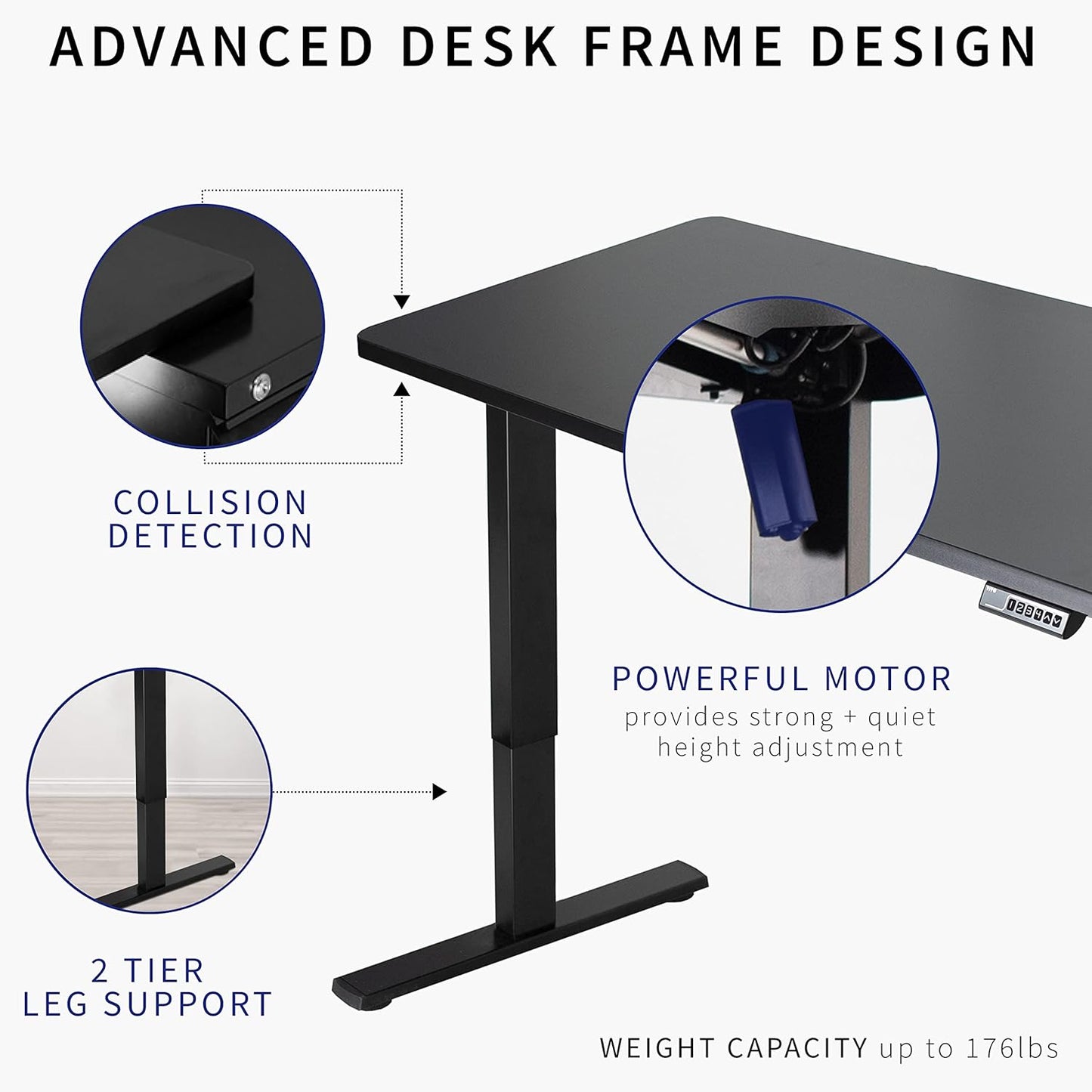 VIVO Electric 43 x 24 in Standing Desk, Memory Height Adjustment, 1B Series, One-Piece White Top, Gray Frame, DESK-KIT-1G4W