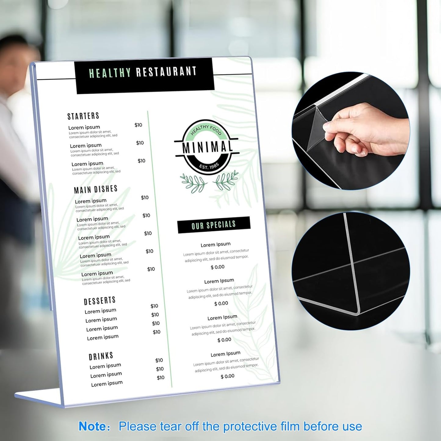 30 Pack Acrylic Sign Holder 8.5 x 11, Clear Plastic Display Stands for Tabletop, L-Shape Acrylic Stands for Flyers, Documents, Office, Restaurants, Vertical Sign Holder 8.5x11 for Desktop