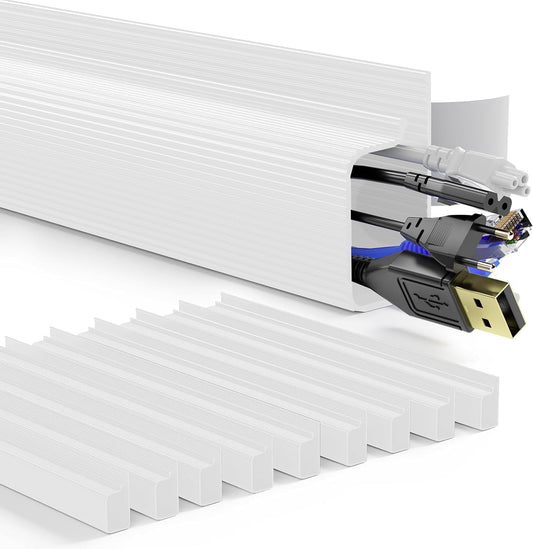 Delamu 157in Cable Management Under Desk, Safe & Tidy Under Desk Cable Management for Home & Office, Cord Organizer for Desks, Wire Organizer Kit, 10 Pack White