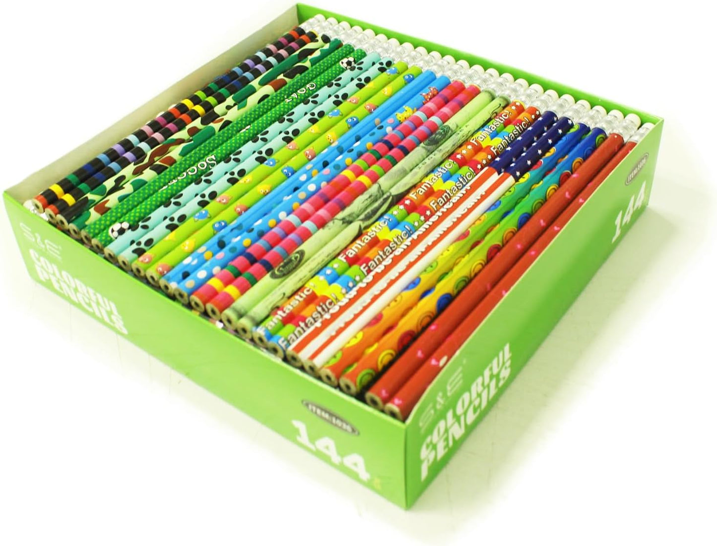 S & E TEACHER'S EDITION Assorted Colorful Pencils, Wooden Pencil with Eraser, Pencil Assortment, Novelty Kids，Awards & Incentives Pencils, 2 HB, Back to school, 12 Colors 288 pcs.