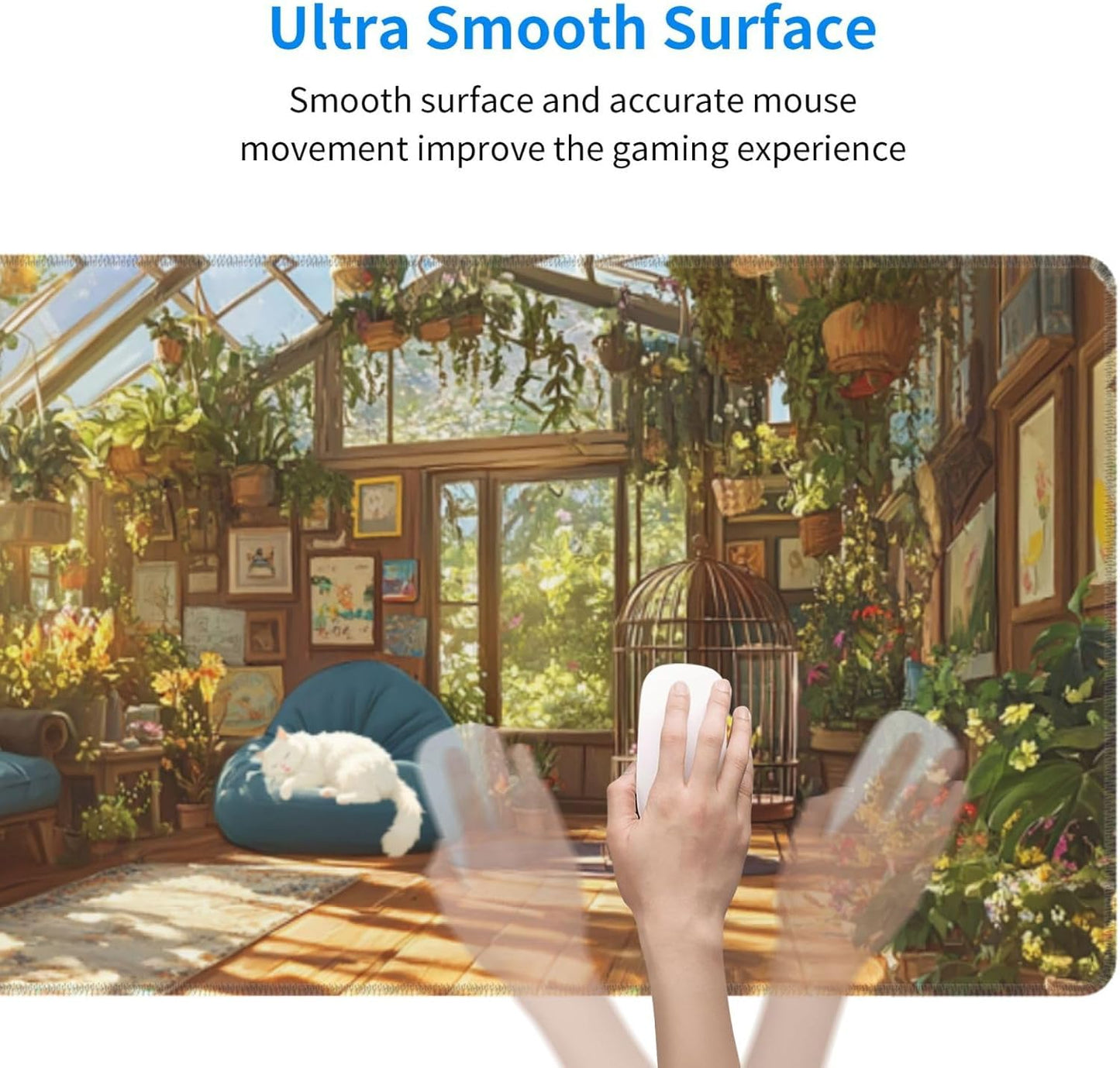 Room Mouse Pad 31.5 X 11.8 Inch Big Desk Rubber Base Stitched Edges Keyboard Pad XXL Mouse Mat for Home Game and Office