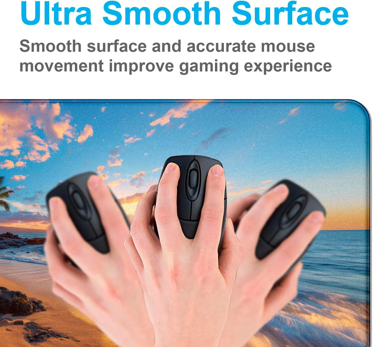 Extra Large and Beautiful Sunset Ocean Scenery Game Mouse Pad, Extended Stitched Edge Office Decoration Computer Laptop Keyboard Pad 35.4 x 15.7 Inches