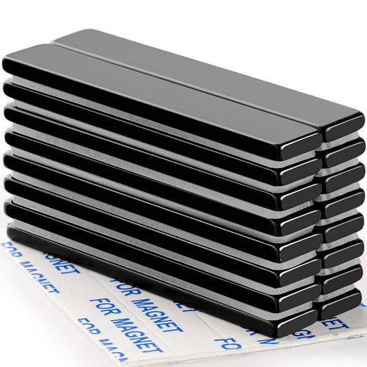 LOVIMAG Rare Earth Bar Magnets, Waterproof Strong Neodymium Magnets with Epoxy Coating and Double- Sided Adhesive for Fridge, Scientific, Shower Door, Office Etc, 60 x 10 x 3 mm, Pack of 16